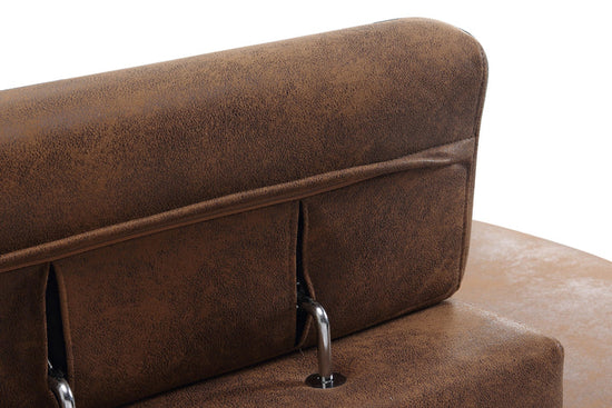 Faux Leather Suede Brown Left Hand Facing Reclining Corner Sofa with Storage TRIONFO