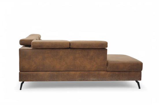 Faux Leather Suede Brown Left Hand Facing Reclining Corner Sofa with Storage TRIONFO