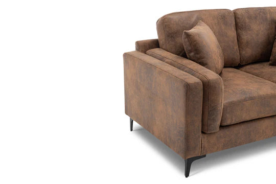 Faux Leather Suede Brown 2 Seater Sofa QUARTIERE