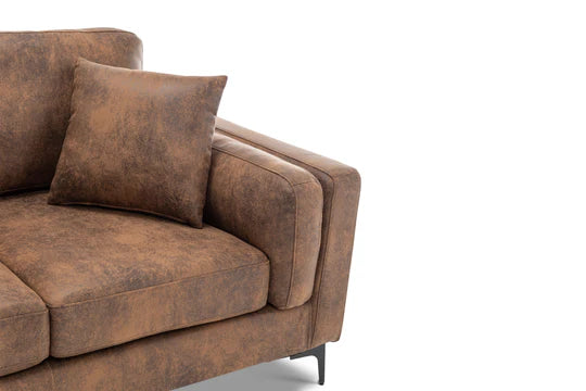 Faux Leather Suede Brown 2 Seater Sofa QUARTIERE