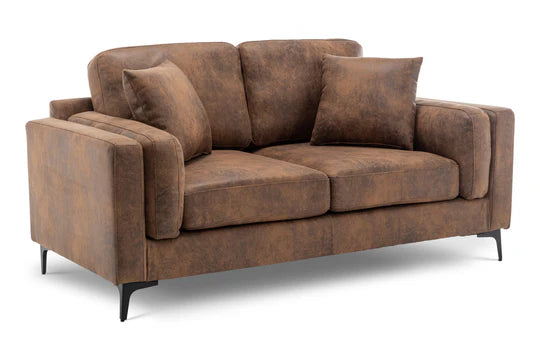 Faux Leather Suede Brown 2 Seater Sofa QUARTIERE