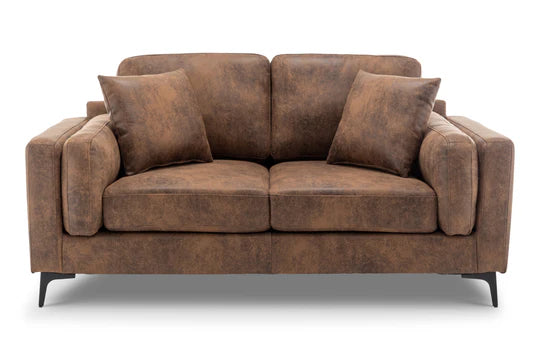 Faux Leather Suede Brown 2 Seater Sofa QUARTIERE