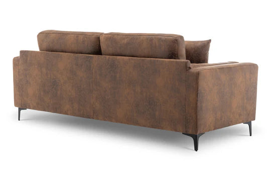 Faux Leather Suede Brown 3 Seater Sofa QUARTIERE