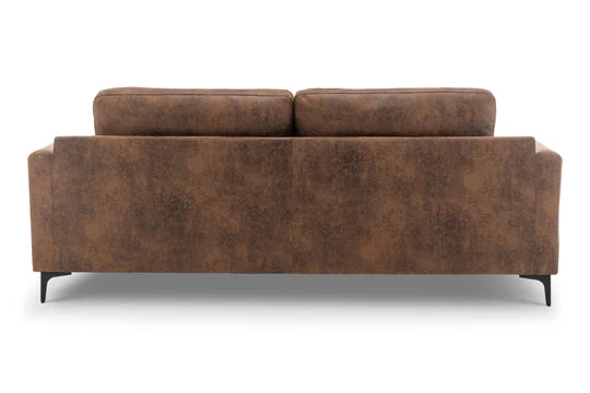 Faux Leather Suede Brown 3 Seater Sofa BORGO