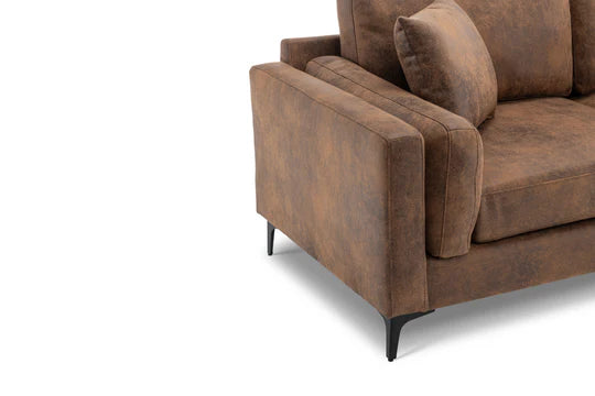 Faux Leather Suede Brown 3 Seater Sofa QUARTIERE