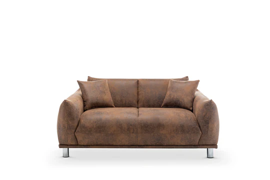 Faux Leather Suede Brown 2 Seater Sofa ARTE