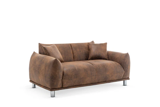 Faux Leather Suede Brown 2 Seater Sofa ARTE