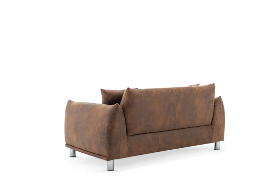 Faux Leather Suede Brown 2 Seater Sofa ARTE