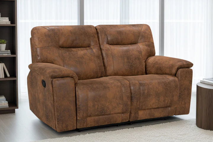 Faux Leather Suede Brown 2 Seater Manual Recliner Sofa CHAISE