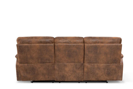 Faux Leather Suede Brown 3 Seater Manual Recliner Sofa CHAISE