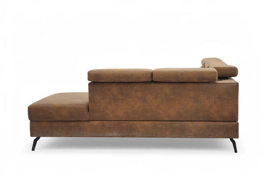 Faux Leather Suede Brown Right Hand Facing Reclining Corner Sofa with Storage TRIONFO