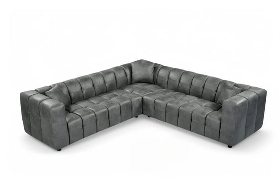 Faux Leather Suede Grey 2C2 Corner Sofa TRANQUILLITÀ
