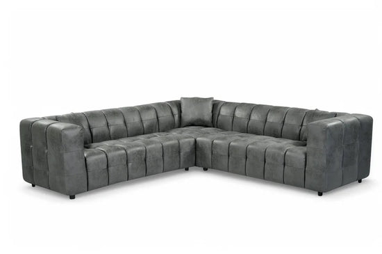 Faux Leather Suede Grey 2C2 Corner Sofa TRANQUILLITÀ