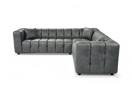 Faux Leather Suede Grey 2C2 Corner Sofa TRANQUILLITÀ