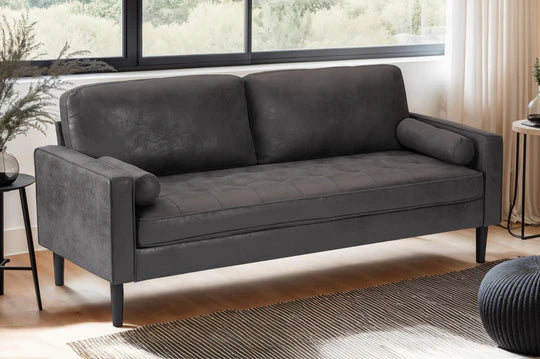 Faux Leather Suede Grey 3 Seater Sofa ACCESSO