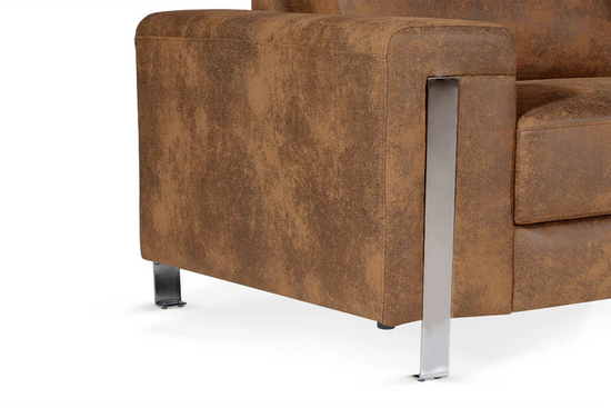 Faux Leather Suede Brown Right Hand Facing Corner Sofa ELEGANZA