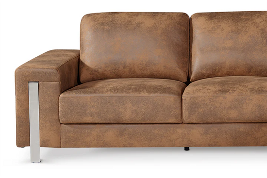 Faux Leather Suede Brown Right Hand Facing Corner Sofa ELEGANZA