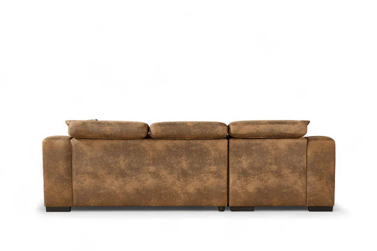 Faux Leather Suede Brown 1C2 Corner Sofabed with Storage NOBILE
