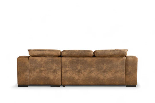 Faux Leather Suede Brown 2C1 Corner Sofabed with Storage NOBILE
