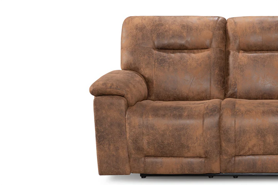 Faux Leather Suede Brown 3 + 2 Seater Manual Recliner Sofa Set CHAISE