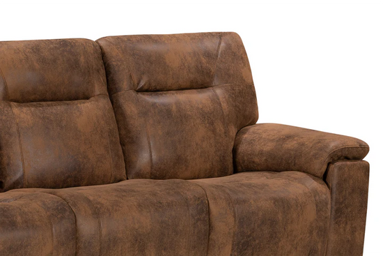 Faux Leather Suede Brown 3 + 2 Seater Manual Recliner Sofa Set CHAISE