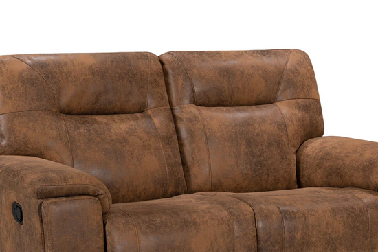 Faux Leather Suede Brown 3 + 2 Seater Manual Recliner Sofa Set CHAISE