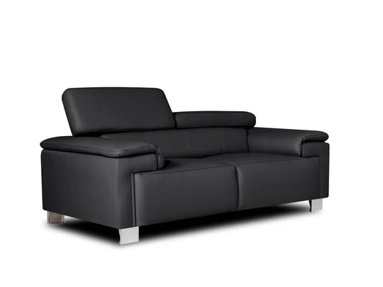 Genuine Leather Black 2 Seater Sofa VENTO