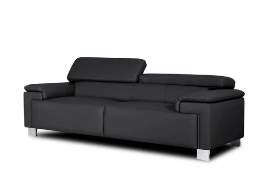 Genuine Leather Black 3 Seater Sofa VENTO