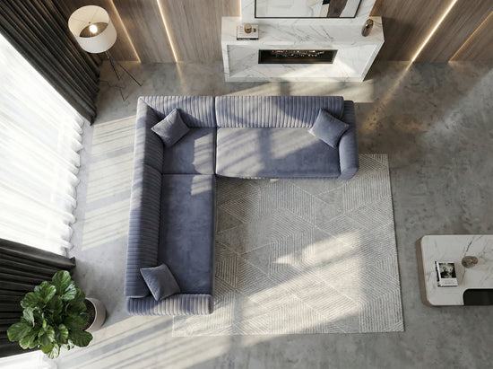 Blue velvet corner sofa 2C2 ELEGANZA