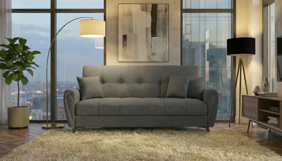 Grey  polyester fabric Kaya Click Clack Sofabed