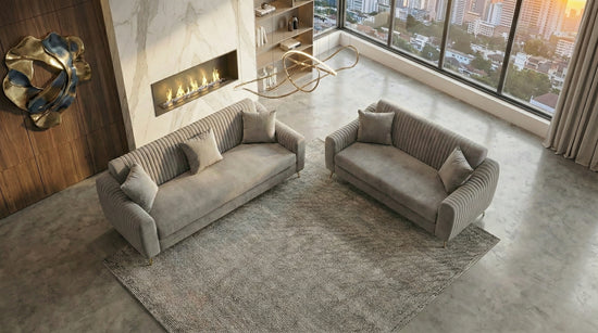 Brown Plush 2+3 seater sofa SETTEE