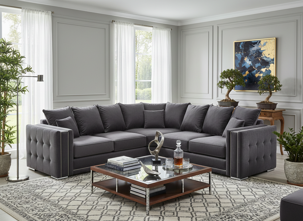 Dark grey Fabric  corner sofa BENTIFY Sofa