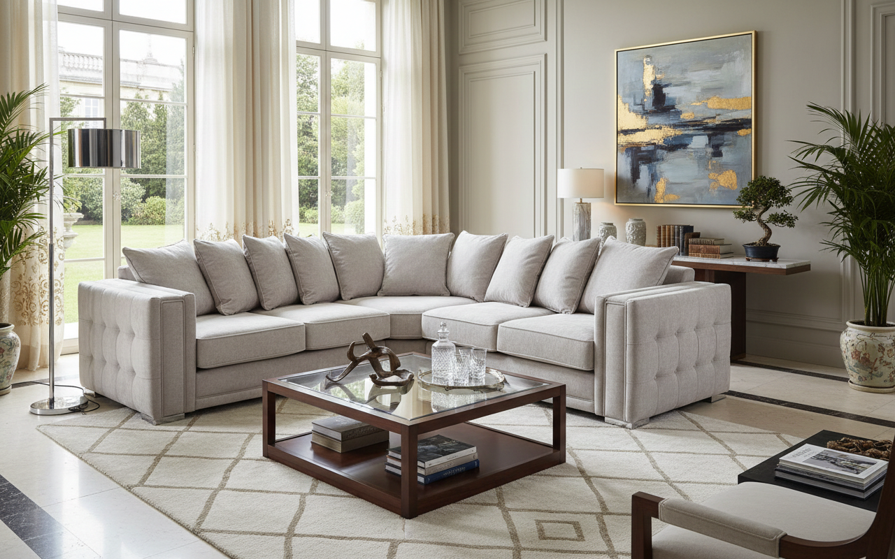 White  Fabric  corner sofa BENTIFY Sofa