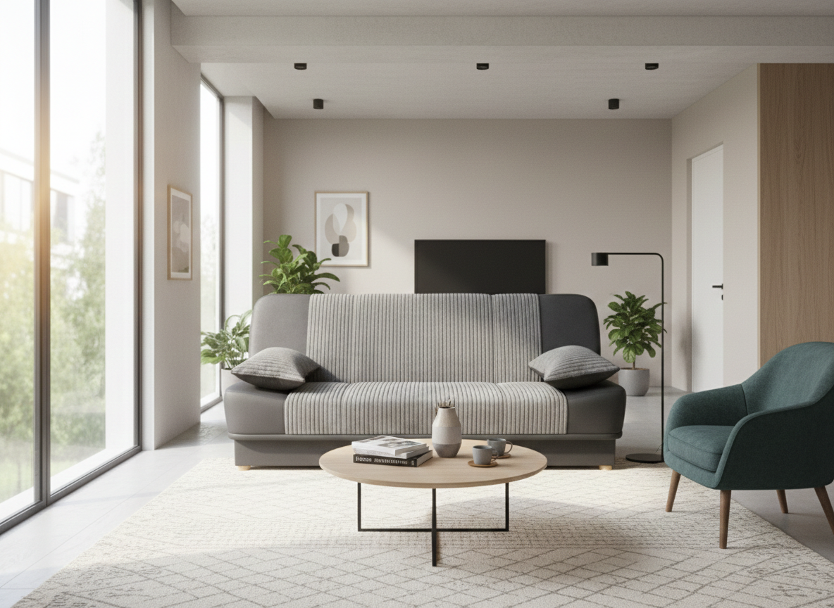 Black Grey Sofabed Polyester Fabric Sonia Click Clack Sofa