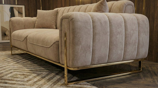 Cream Velet  2+3 Seater Sofa ELEGANZA