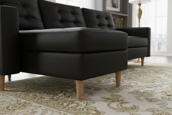 Black Faux Leather Ana Corner Sofabed