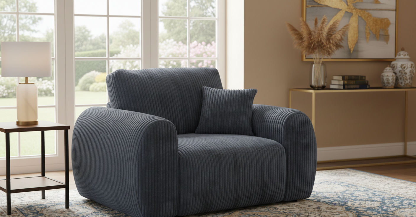 Blue Chenille Fabric 1 seater sofa VINCI Sofa
