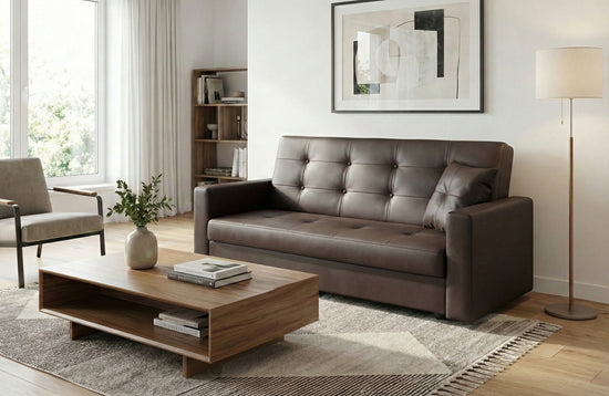 Dark Brown faux leather  3 Seater Viva Sofabed