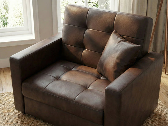 Dark Brown faux leather  1 Seater Viva Sofabed
