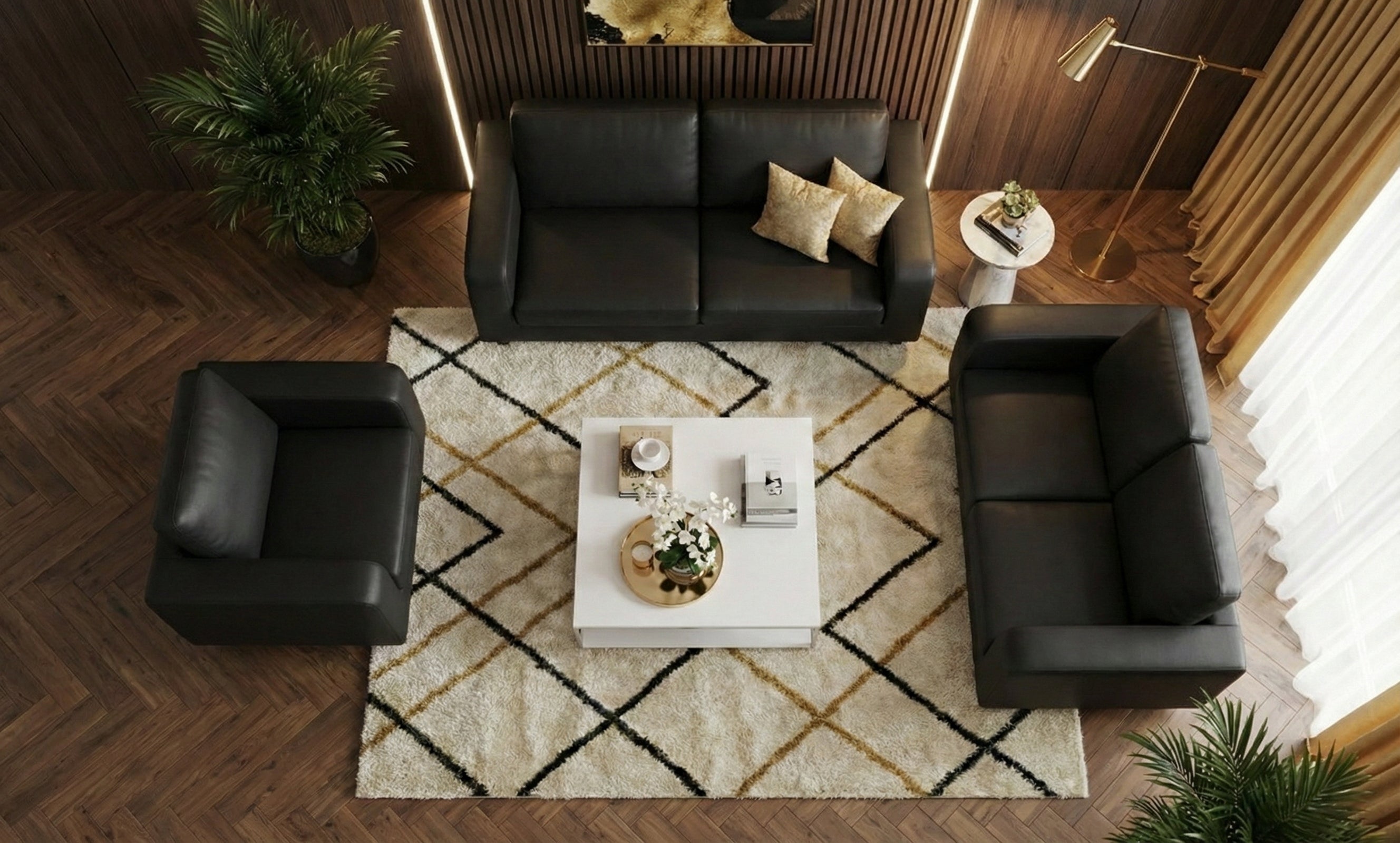 Black  3+2+1 seater  mix Polyester Fbric  sofa set Box