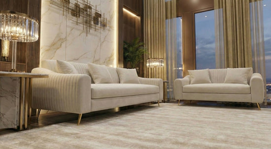 White Plush 2+3 Seater sofa SETTEE