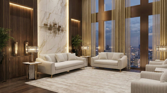 White Plush 2+3 Seater sofa SETTEE