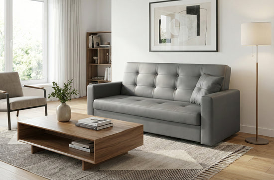 Grey faux leather  3 Seater Viva Sofabed