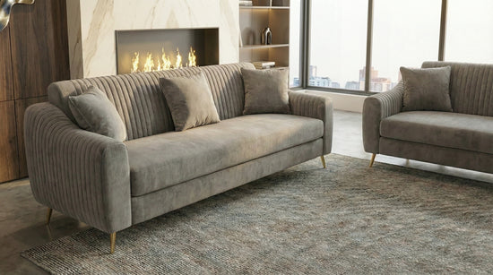 Brown Plush 2+3 seater sofa SETTEE