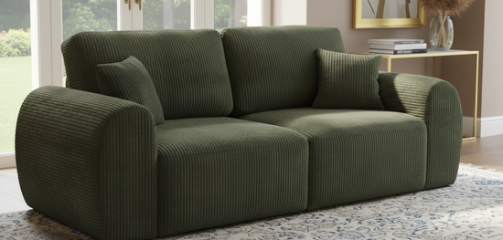 Green  Olive Chenille Fabric 2 Seater Sofa VINCI Sofa