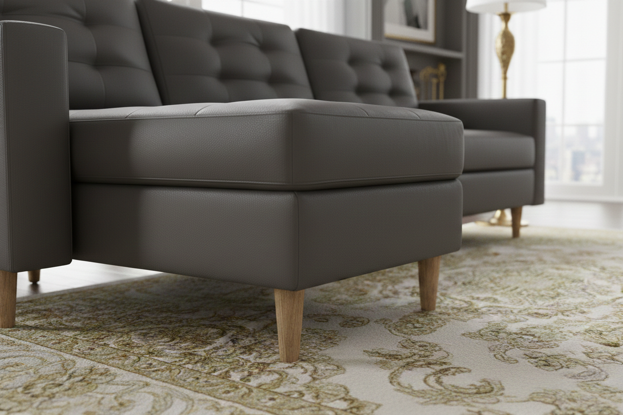 GreyFaux  leather  Ana Corner Sofabed