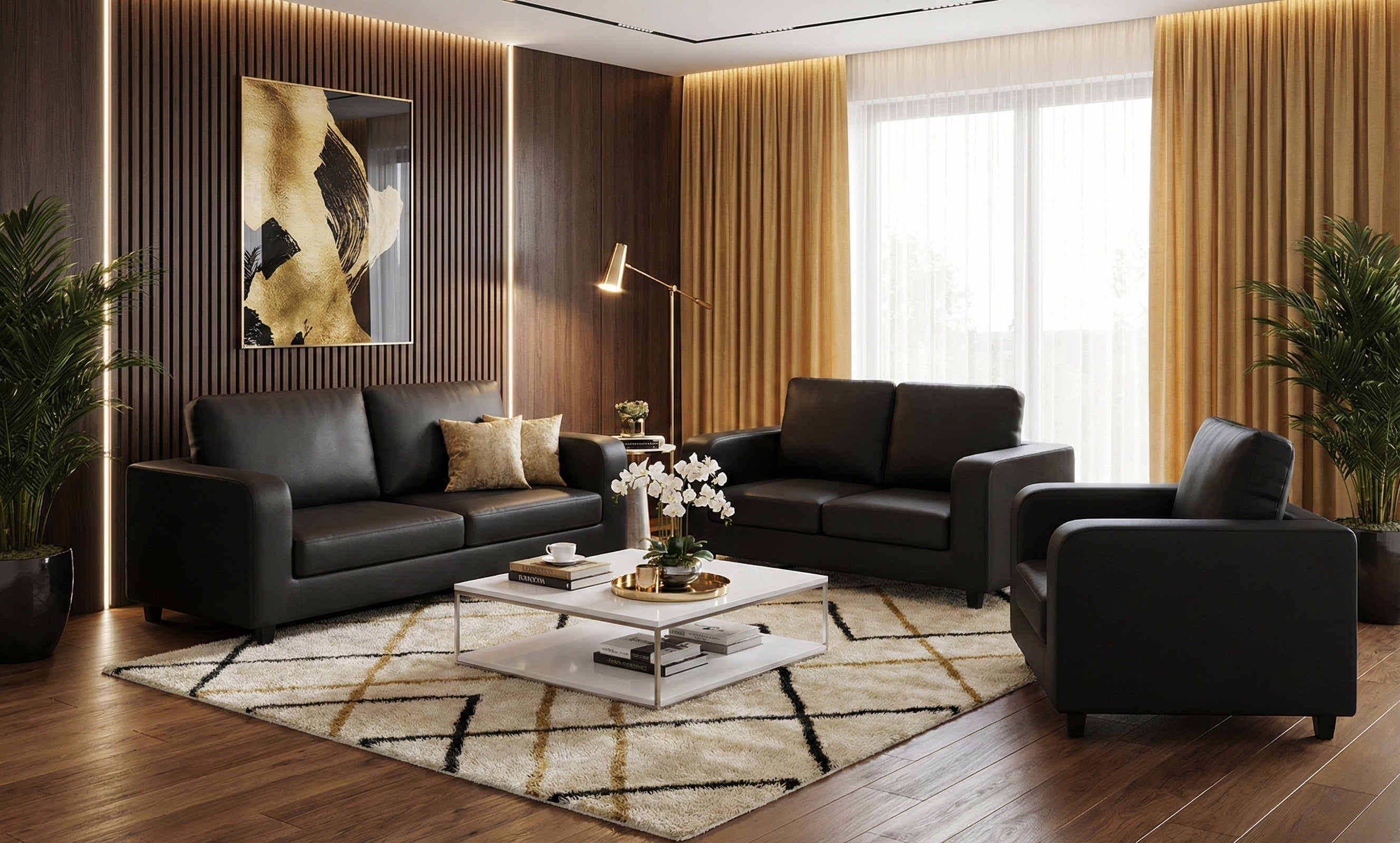 Black  3+2+1 seater  mix Polyester Fbric  sofa set Box