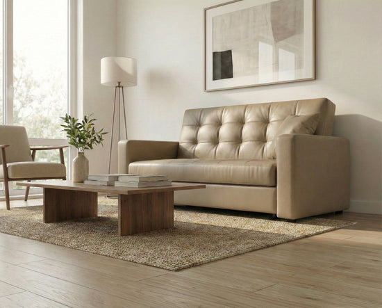 Cream Faux Leather 2 Seater Viva Sofabed