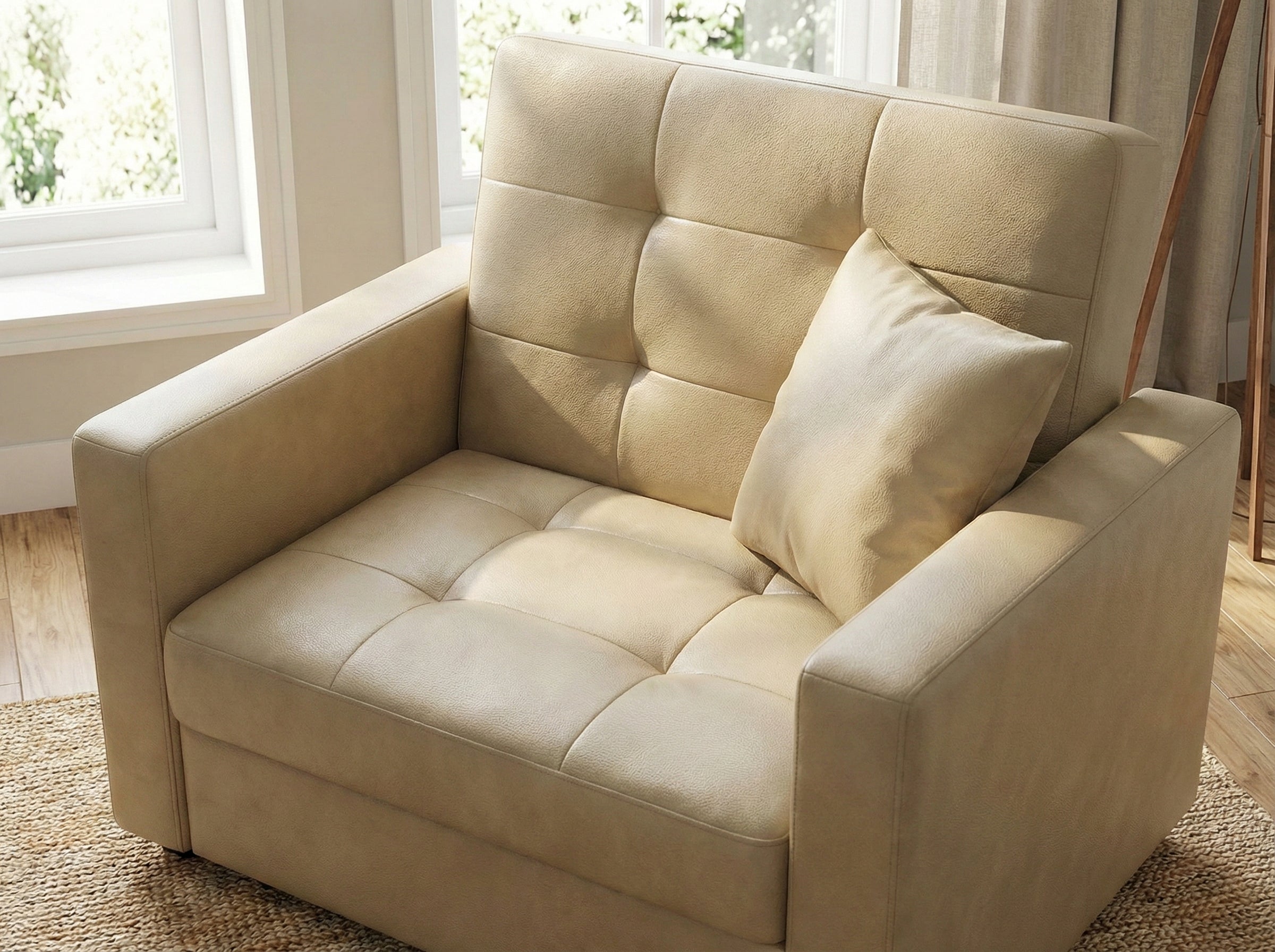 Cream  faux leather  1 Seater Viva Sofabed