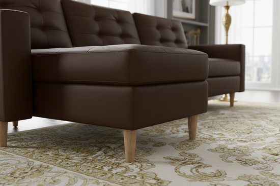 Dark Brown Faux  leather Ana Corner Sofabed
